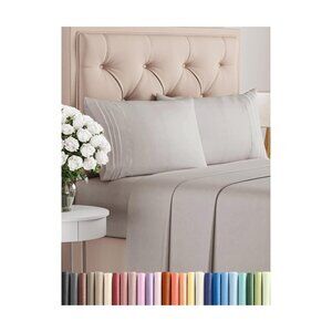 NWT CGK Linens Luxury Comfy 4-Piece Sheet Set Light Gray Queen